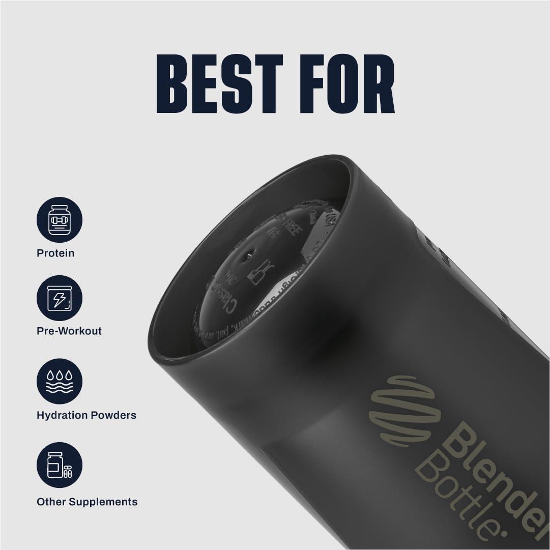 Blender Bottle BlenderBottle Classic V2 Shaker Bottle Perfect for Protein Shakes and Pre Workout, 28-Ounce, Grey/Black, Black Shadow