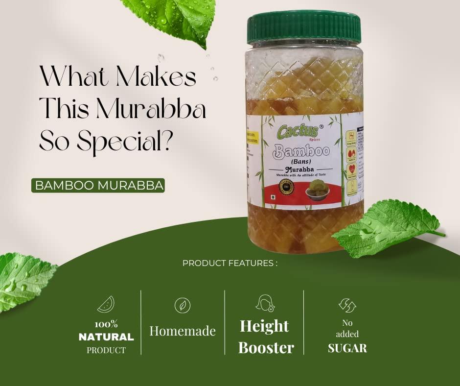 CACTUS SPICES CACTUS SPICES Homemade Bamboo Murabba with Raw Forest Honey | Helps Increasing Height | Bans Ka Murabba | 800G
