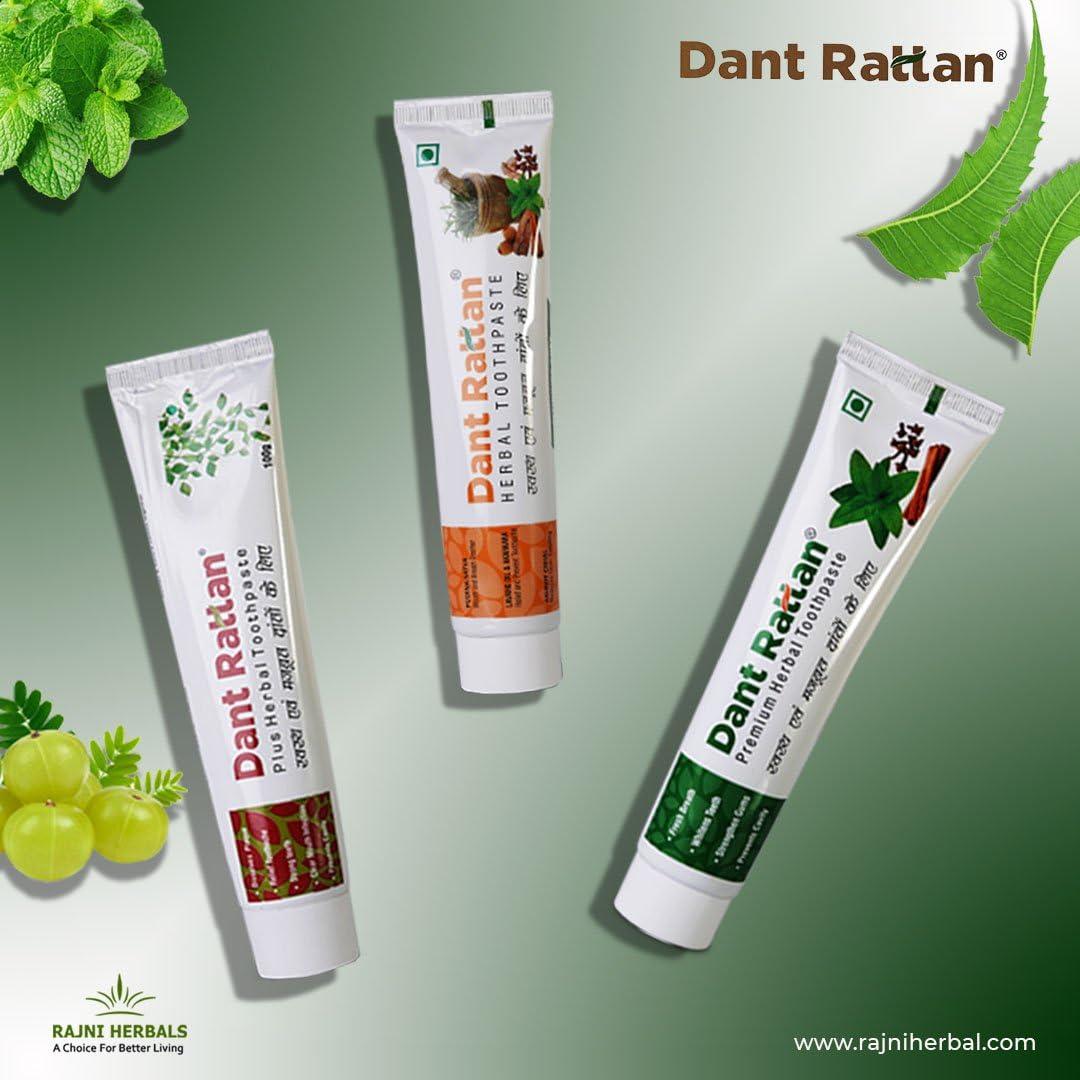 DANT RATTAN DANT RATTAN Plus Herbal Multi Action Toothpaste (100Gm) + Herbal Toothpaste (100Gm) + Premium Herbal Toothpaste (100Gm)