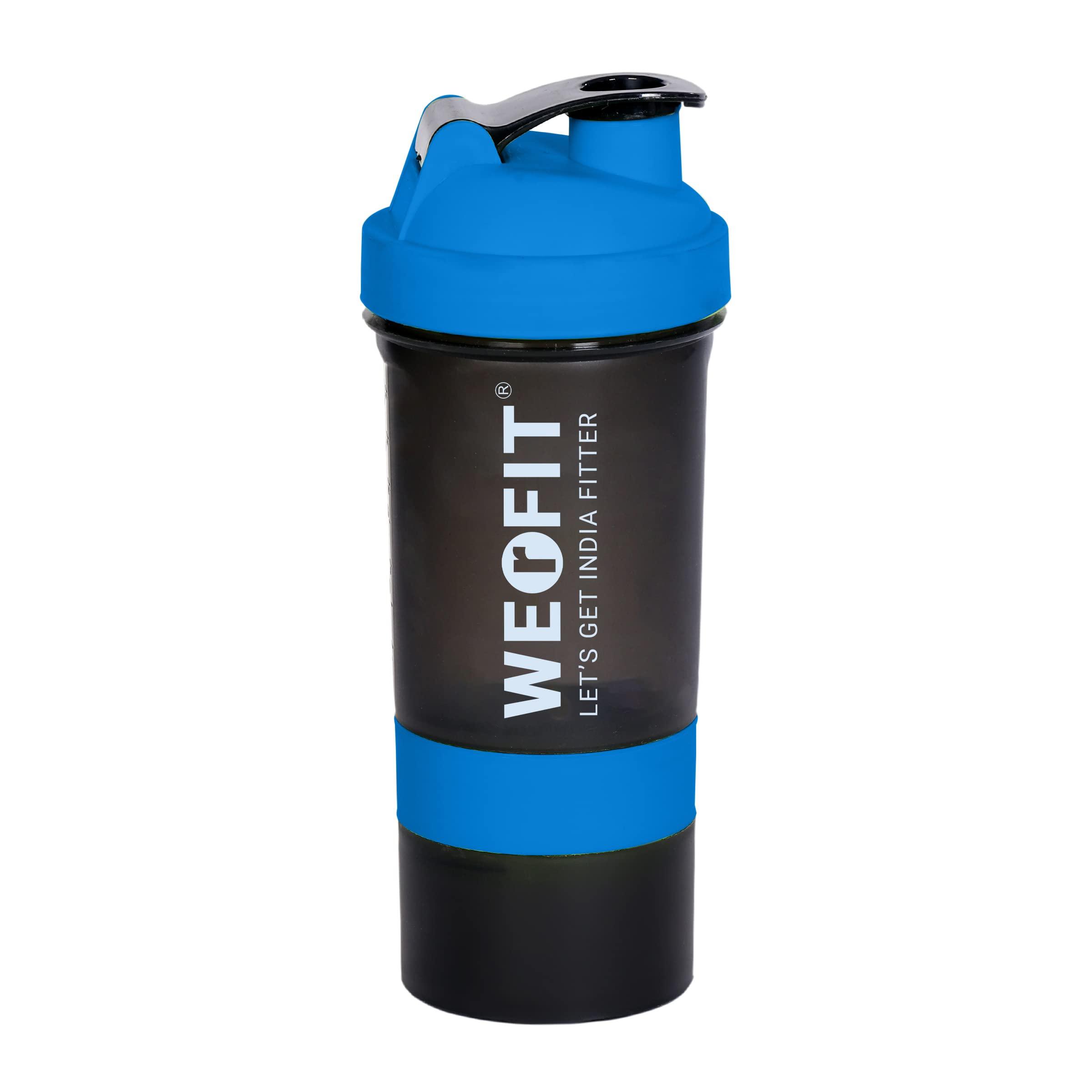 WERFIT WERFIT Stylish 3-in-1 Shaker Bottle For Workout Supplements | Protein Shake Gym Sipper Bottle For Men & Women, BPA Free With Multi-compartments & Air-tight Lid - 600ml (Blue)
