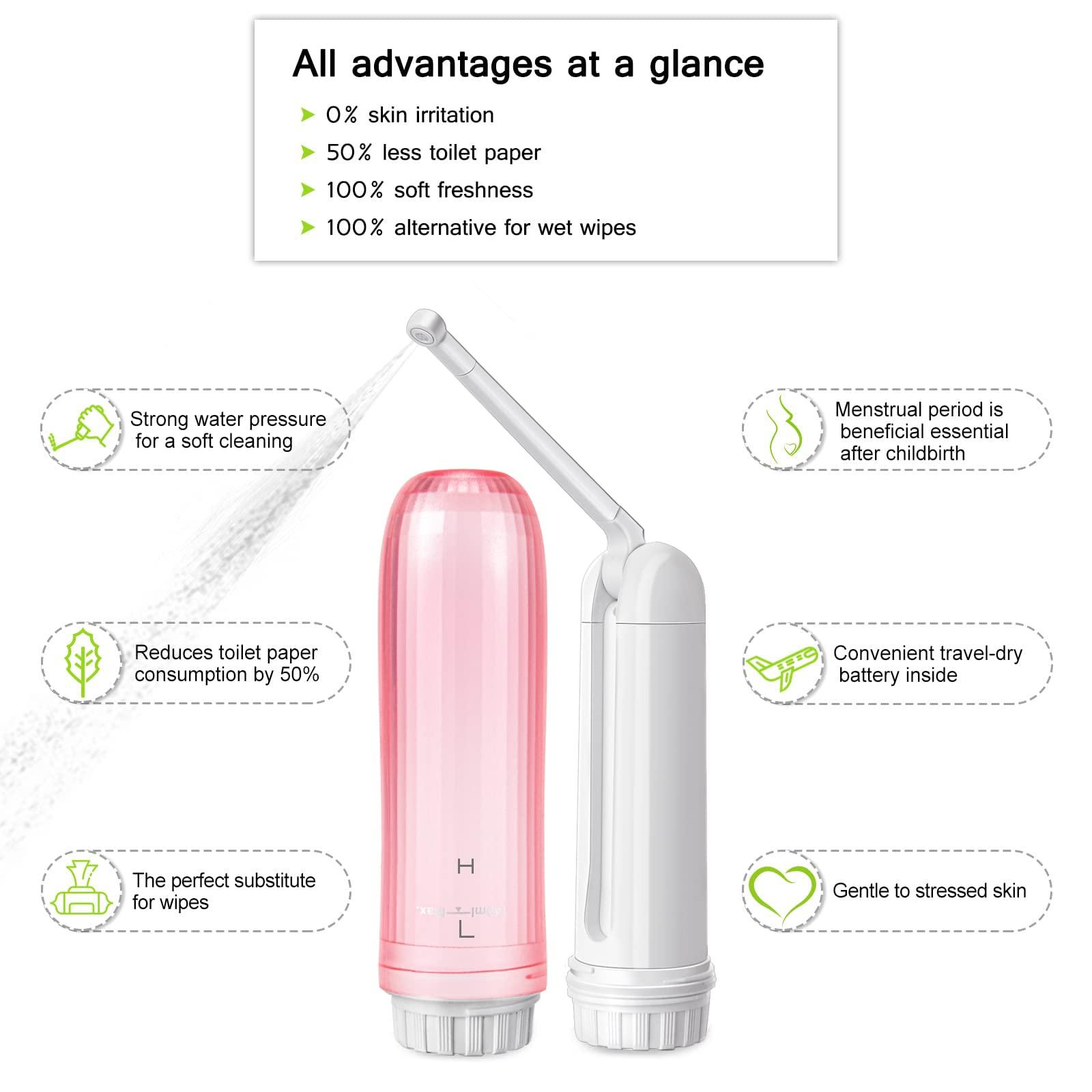 Artist Unknown Portable Bidet - Mini Foldable Handheld Personal Travel Bidet with 2 Pressure Options Electric Sprayer Toilet for Personal Hygiene Cleaning/Soothing Postpartum Care/Perineal & Hemmoroid Treatment