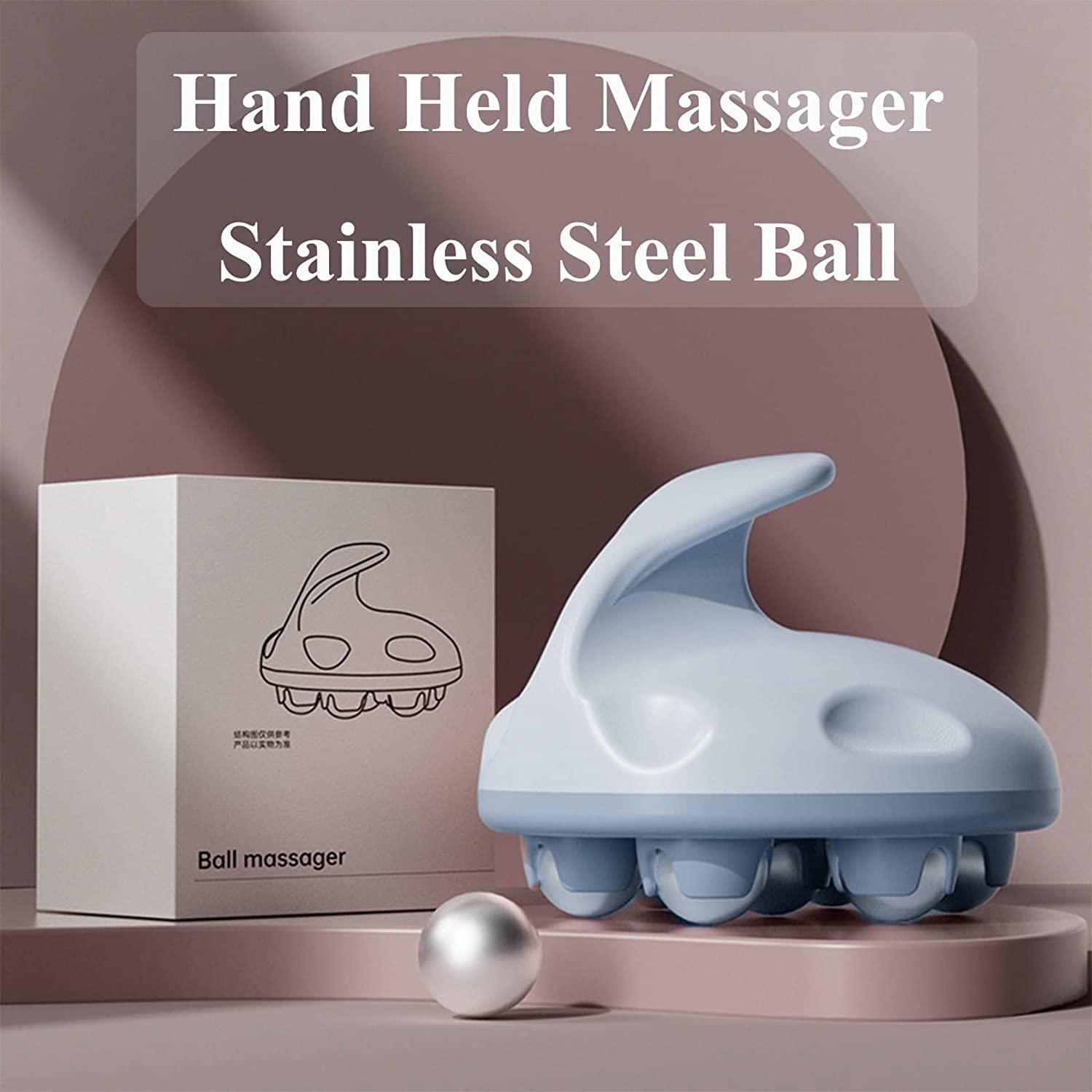 WE-CEF WE-CEF Roller Ball Massager, Stainless Steel Ball Bead Body Dredging Muscle Pain Relief Relax Massage Tool Muscle Roller Massager Circular Muscle Roller for Leg Neck Hand Arm Muscle(Blue)