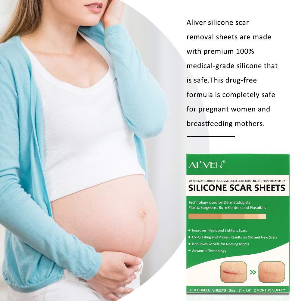 Purvigor Reusable Silicone Scar Removal Sheets, Professional Silicone Scar Sheets, for Scars Caused by C-Section, Surgery, Burn, Injuries, Acnes and Stretch Marks, Works on Old & New Scars, 4 Sheets