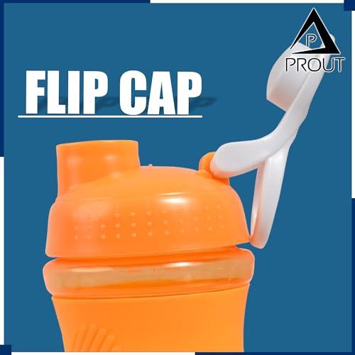 PROUT PROUT Gym Shaker | Water Bottle | Supplement Shakers | Shaker Bottle | Blender Bottle | Classic Protein Mixer Shaker Bottle with Blender Ball (Orange)