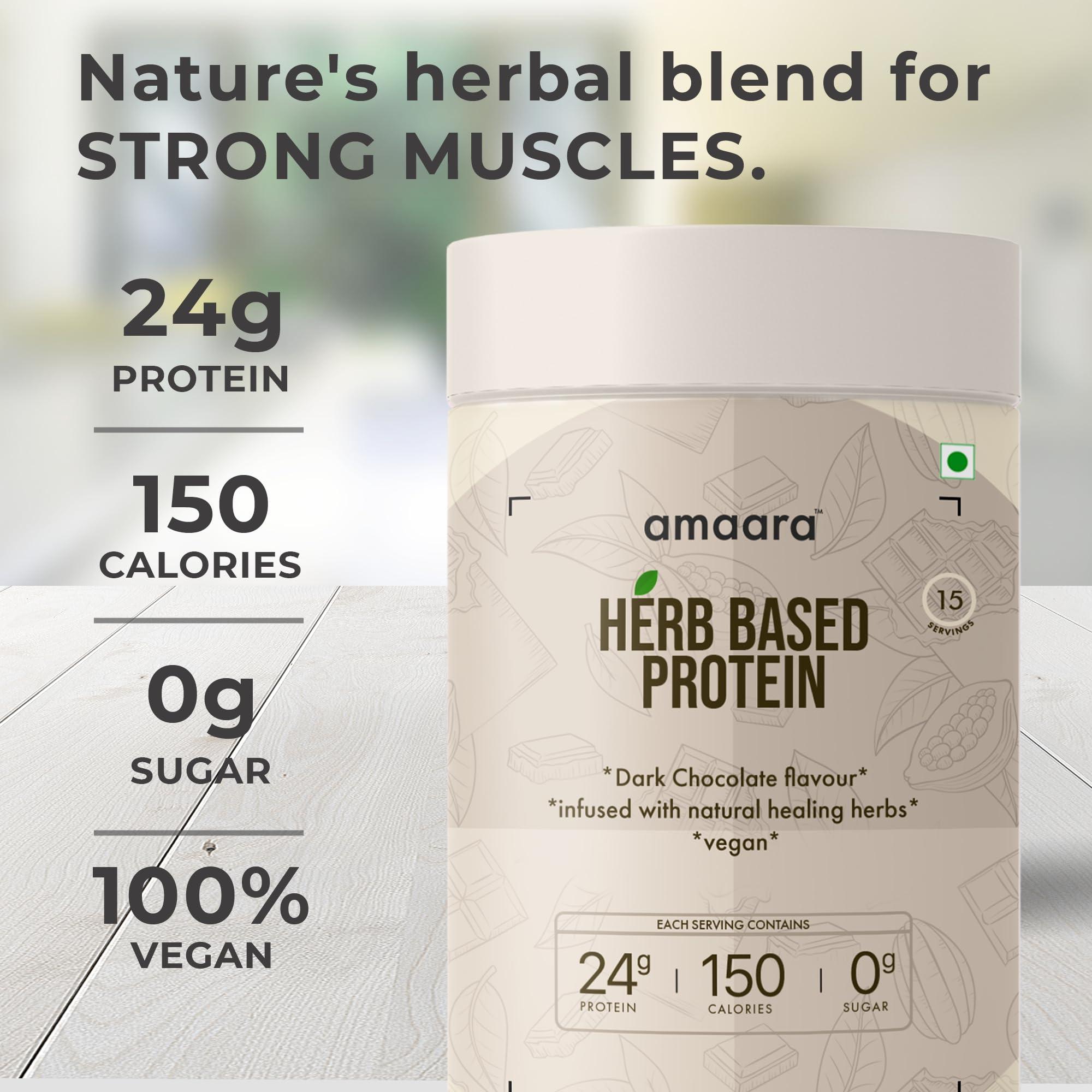 Amaara Herbs Amaara Herbs Plant Protein Powder, Pea Protein Powder with Goodness of Herbs, Plant Based Protein Powder for Men & Women 100% Vegan, Isolate Protein Powder 24g Protein/Serving (Dark Chocolate, 1200g)