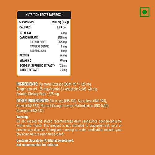 Curegarden Curegarden Zingy Orange Instant Drink Mix | Heathy Turmeric & Ginger Immunity Booster Drink Powder with BCM95 | Better Digestion, Natural Antioxidant
