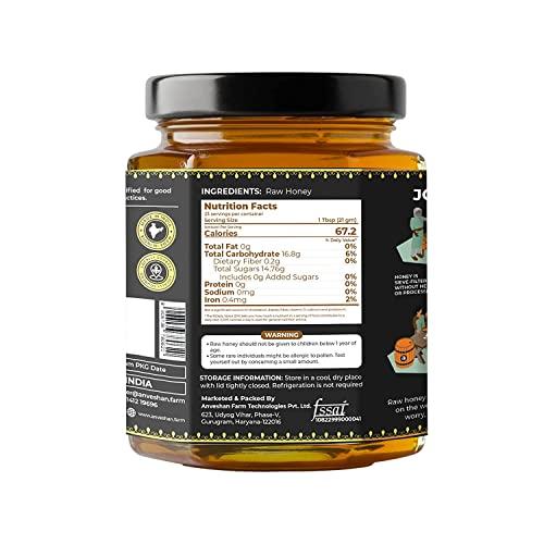 Anveshan Empowering farmers with technology Anveshan Wild Forest Honey 500g | Glass Jar | NMR tested | Raw & Unprocessed | No Added Sugar | Immunity Boosting