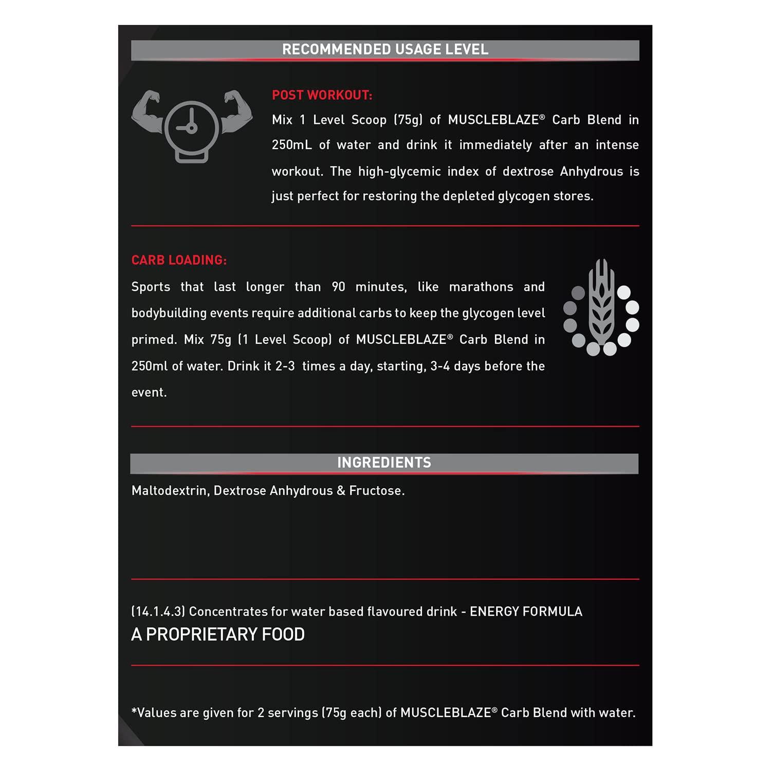 MuscleBlaze MuscleBlaze Carb Blend Powder(Unflavoured, 3Kg / 6.6Lbs)| Active Energy Formula