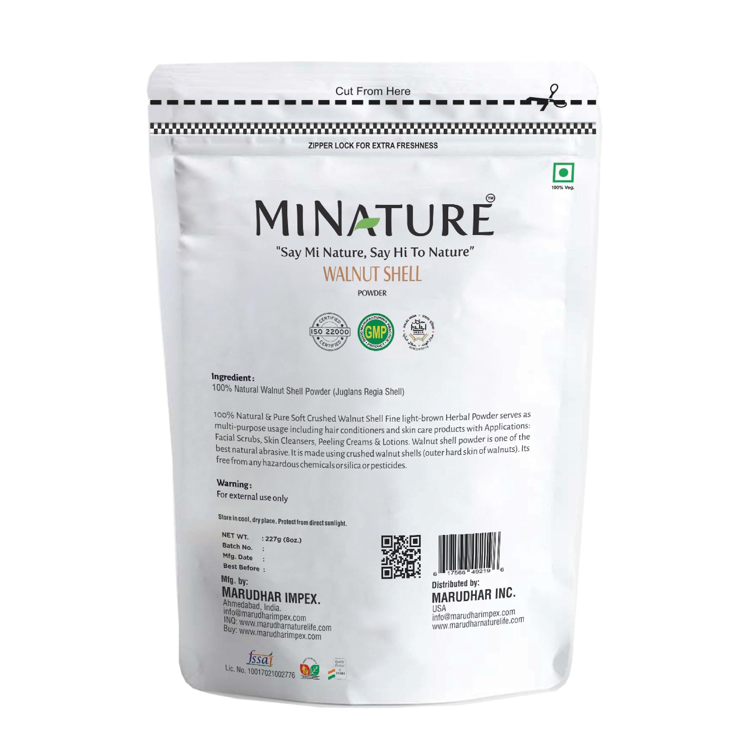 mi nature mi nature Walnut Shell Powder - No Silica or Any Artifical Additives - For Homemade Natural Scrub Formula| 100% Pure, Natural & Cruelty Free - 227g/1/2 lbs/8 oz