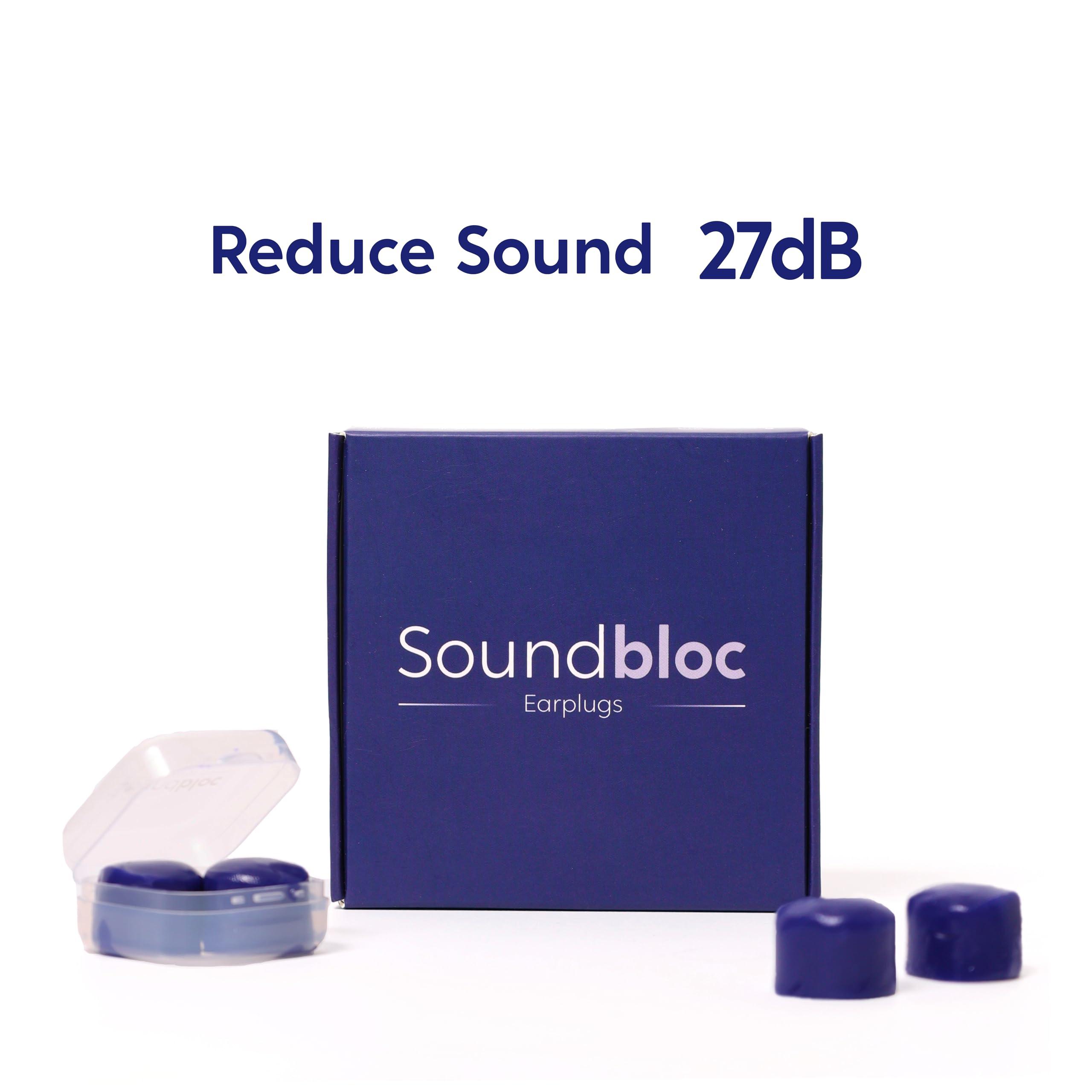Soundbloc Earplugs Ear Plugs for Sleeping by Soundbloc - 1 Year Supply (6 Pairs) - Custom Fit Noise Reduction Reusable Soft Silicone Earplugs - The Earplug for Sleep Size L/M
