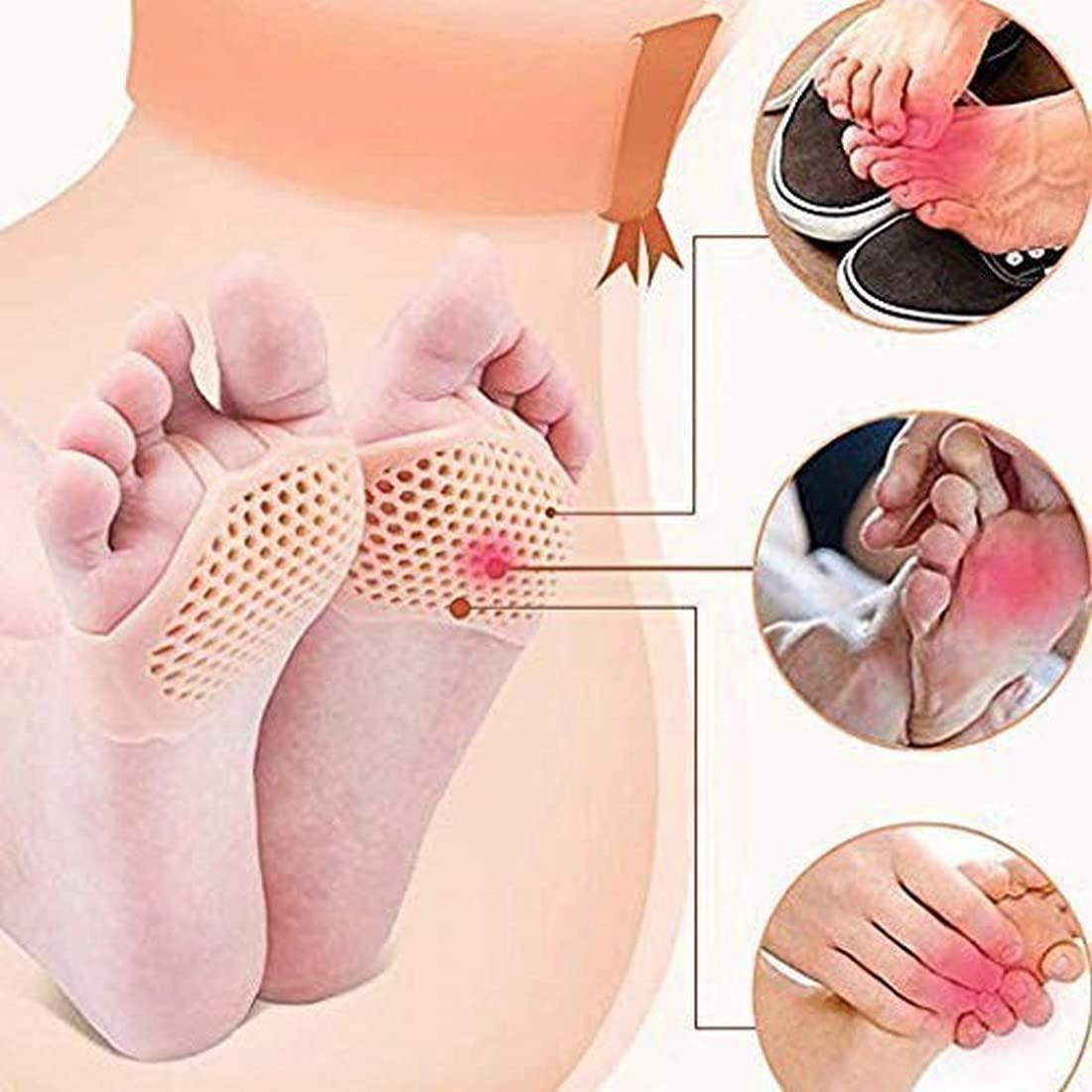 Das Palace Das Palace Silicone Gel Half Toe Sleeve Anti-Skid Forefoot Soft Pads For Pain Relief Heel Front Socks Silicone Heel Protector Foot Gel Socks For Repair Dry Cracked Skins (White)