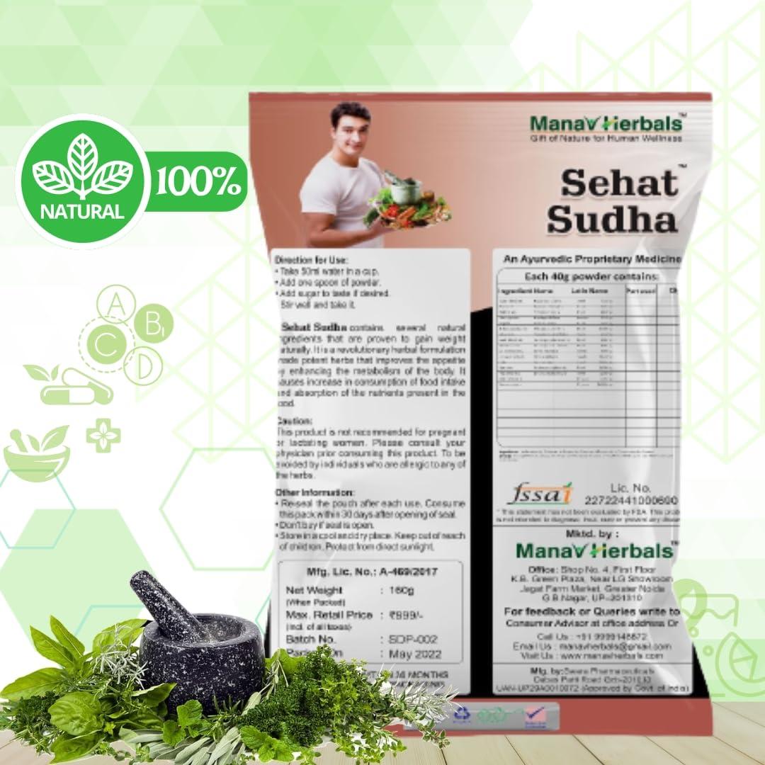 Manav Herbals Manav Herbals Sehat Sudha Ayurvedic/Herbal Powder for Naturaly Weight Gain and Mass Gain (160gm)