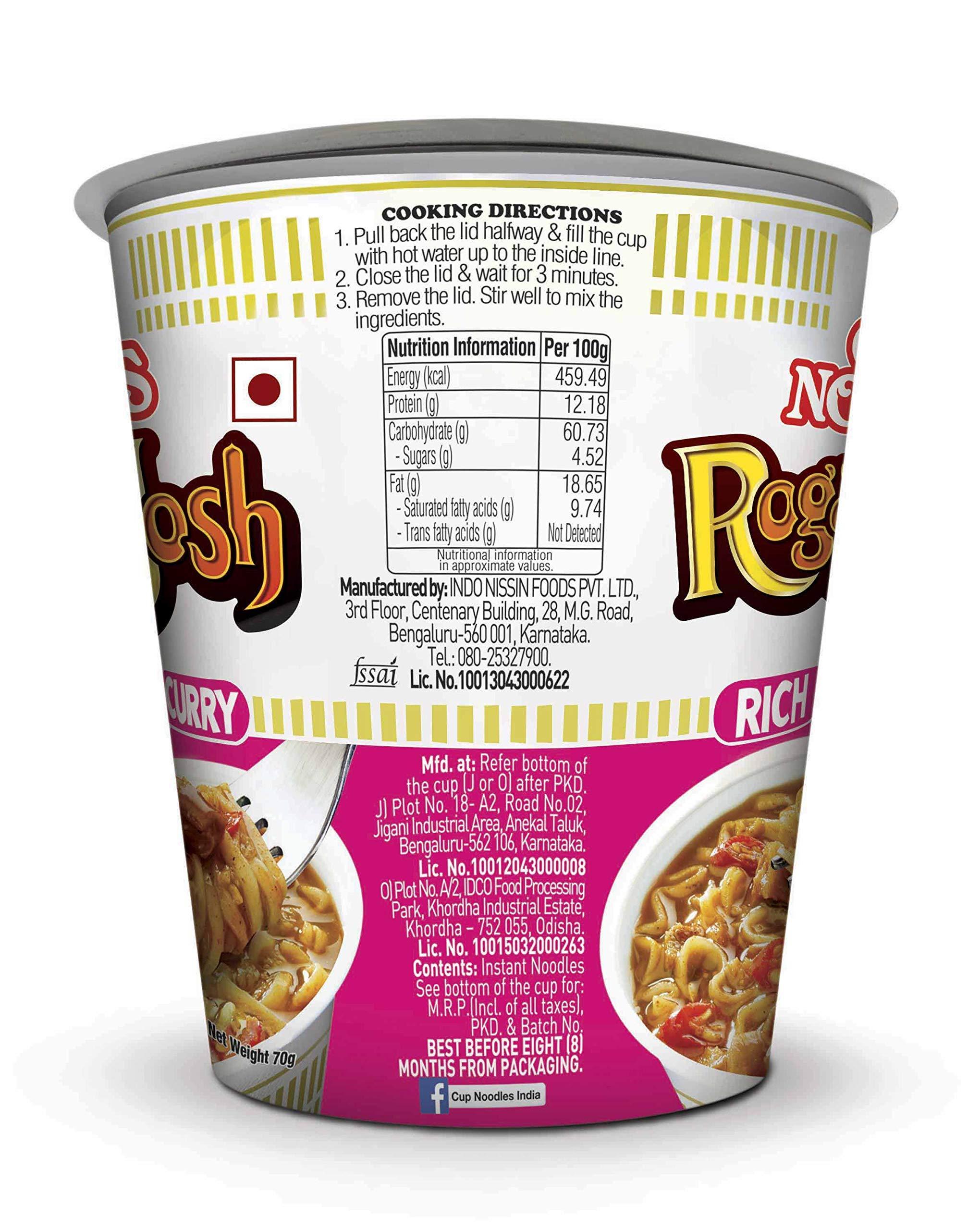 Nissin Fresh Produce Nissin Cup Noodles Rogan Josh - Rich Mutton Curry High Fiber, 70 Gram, Vegetarian