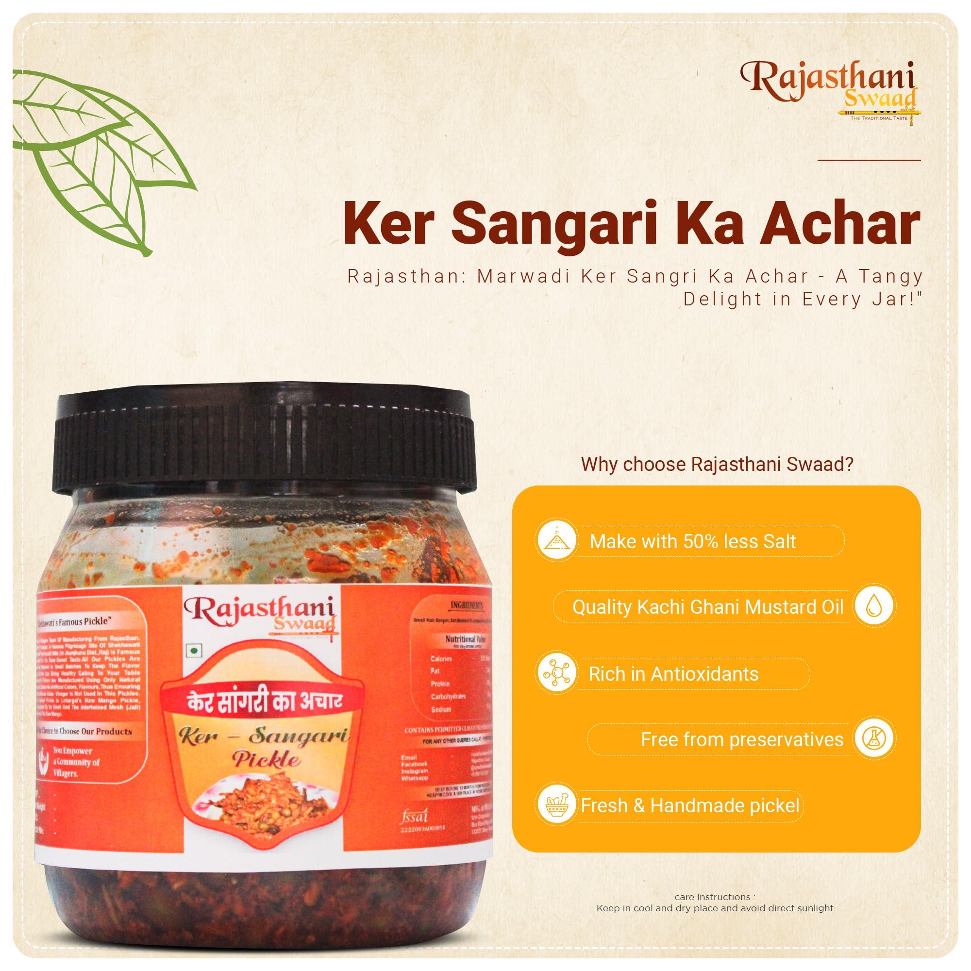Rajasthani Swaad Rajasthani Swaad Ker Sangri Pickle Homemade Kair Sangri Ka Achar | Pack of 2 Jar [ 1600 Gram Each ]