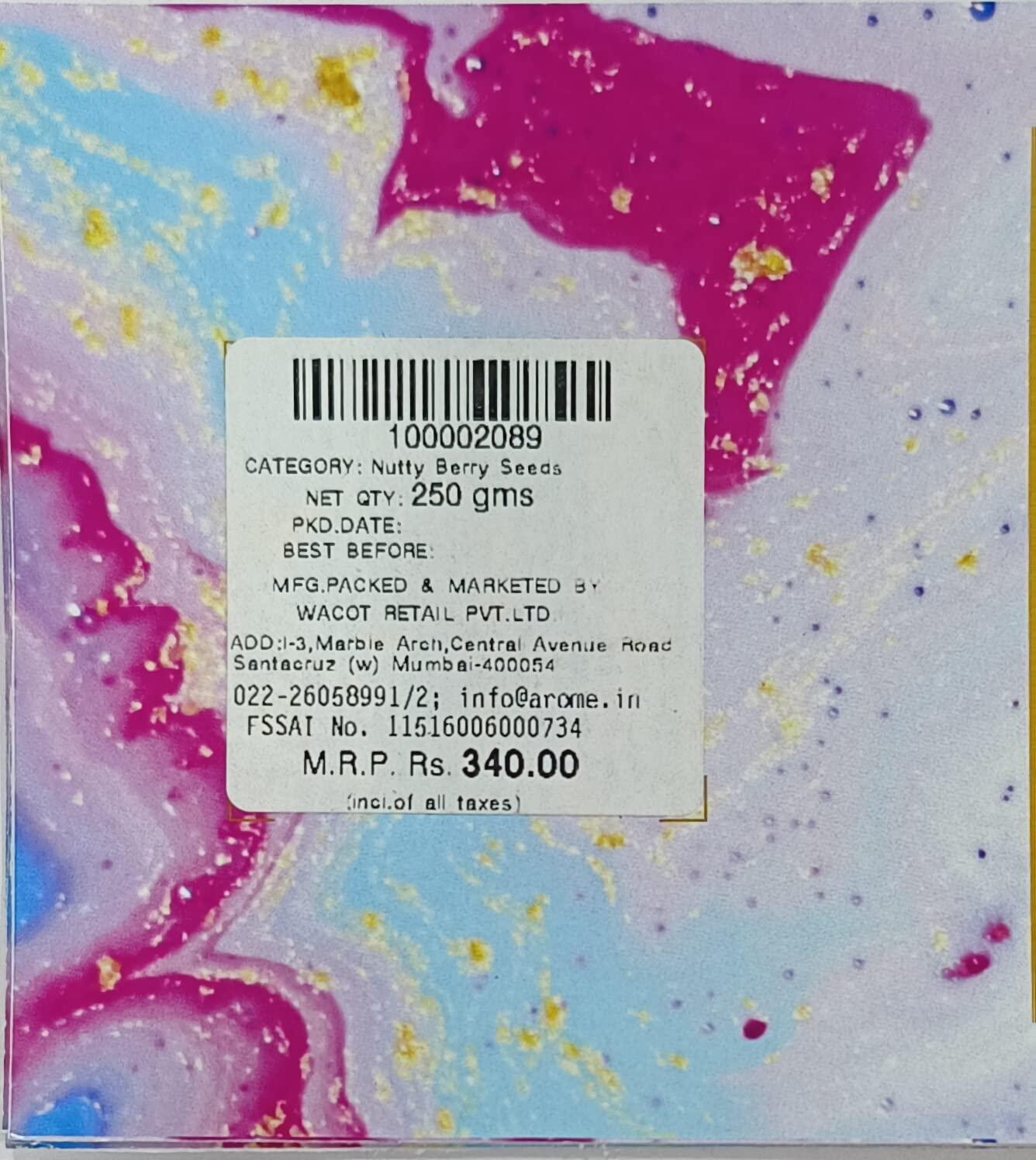 arome arome Premium Nutty Berry Seeds, 100 gm Pack | Mixed Nuts like Almond, Pista, Cranberry, Blueberry, Flax & Sesame Seeds | Healthy Snacks for Small Hunger | Assorted Dry Fruit, Berries and Nuts Mix