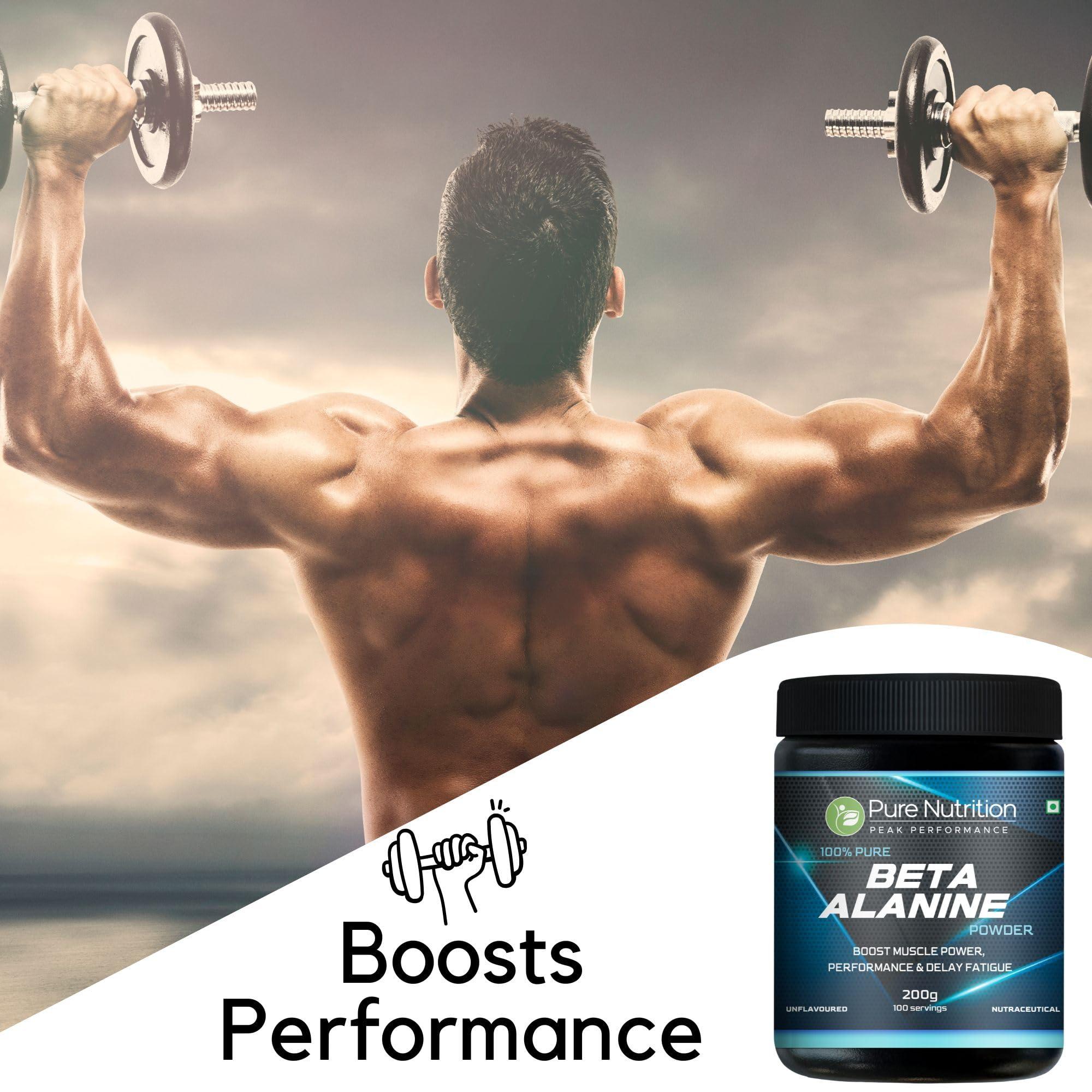Pure Nutrition Naturals pure nutrition 100% Pure Beta Alanine Powder (200 gm), Unflavored | Pre Workout Supplement Amino Acid | Boost Muscle Power & Improve Performance