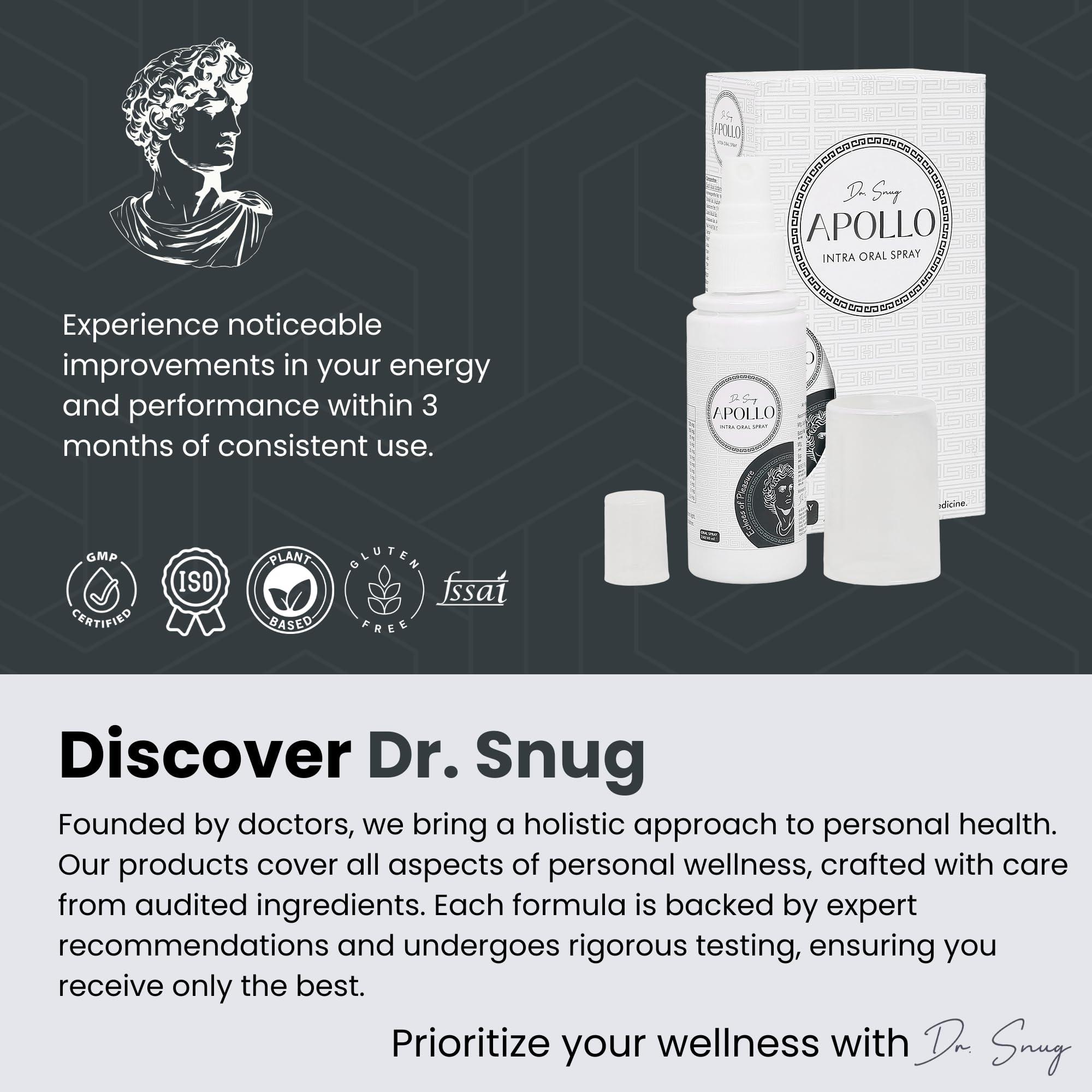 Dr. Snug Dr. Snug Apollo Intra Oral Spray for Men - Ayurvedic Energy & Stamina Support with Ashwagandha, Shilajit and Safed Musli- Pack of 1-40ml