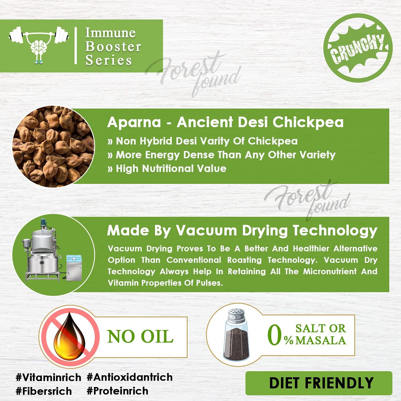 FOREST FOUND Forest Found Gluten Free Low Fat Black Chana JOR Garam Namkeen Snacks for Diet (900 Gram) | Made by Vacuum Roasted Technology, Healthy Gujarati Snack, No Salt and No Masala