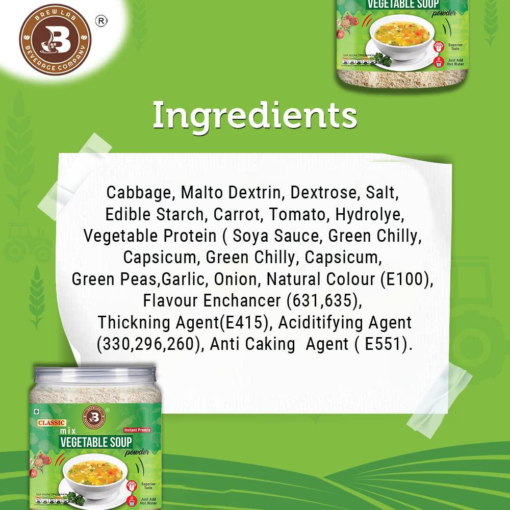Brew Lab Brew Lab Classic Mix Vegetable Soup Powder | Rich Source of Fluids | Suitable For Vending Machines | Healthy & Tasty | (250gm)