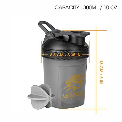 LEOPARD NUTRITION LEOPARD NUTRITION Gym Shaker/Sipper Bottle 400 ml, 100% Leakproof Guarantee, Ideal for Protein shake, Pre workout and BCAAs, BPA Free Material (Black Mini Shaker 300ml)