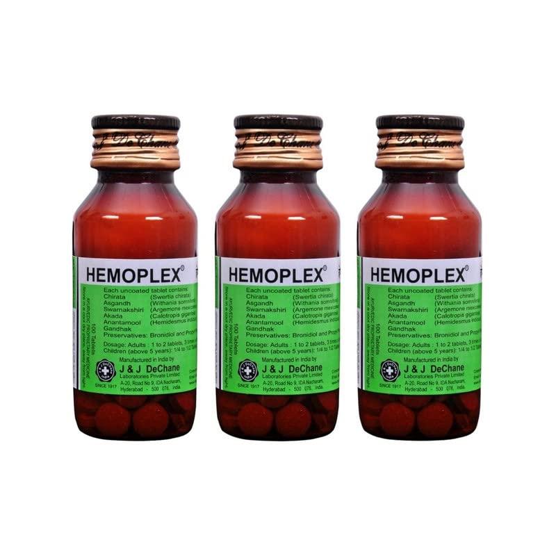J & J DECHANE J & J DeChane - Hemoplex 100 Tablets - Pack of 3