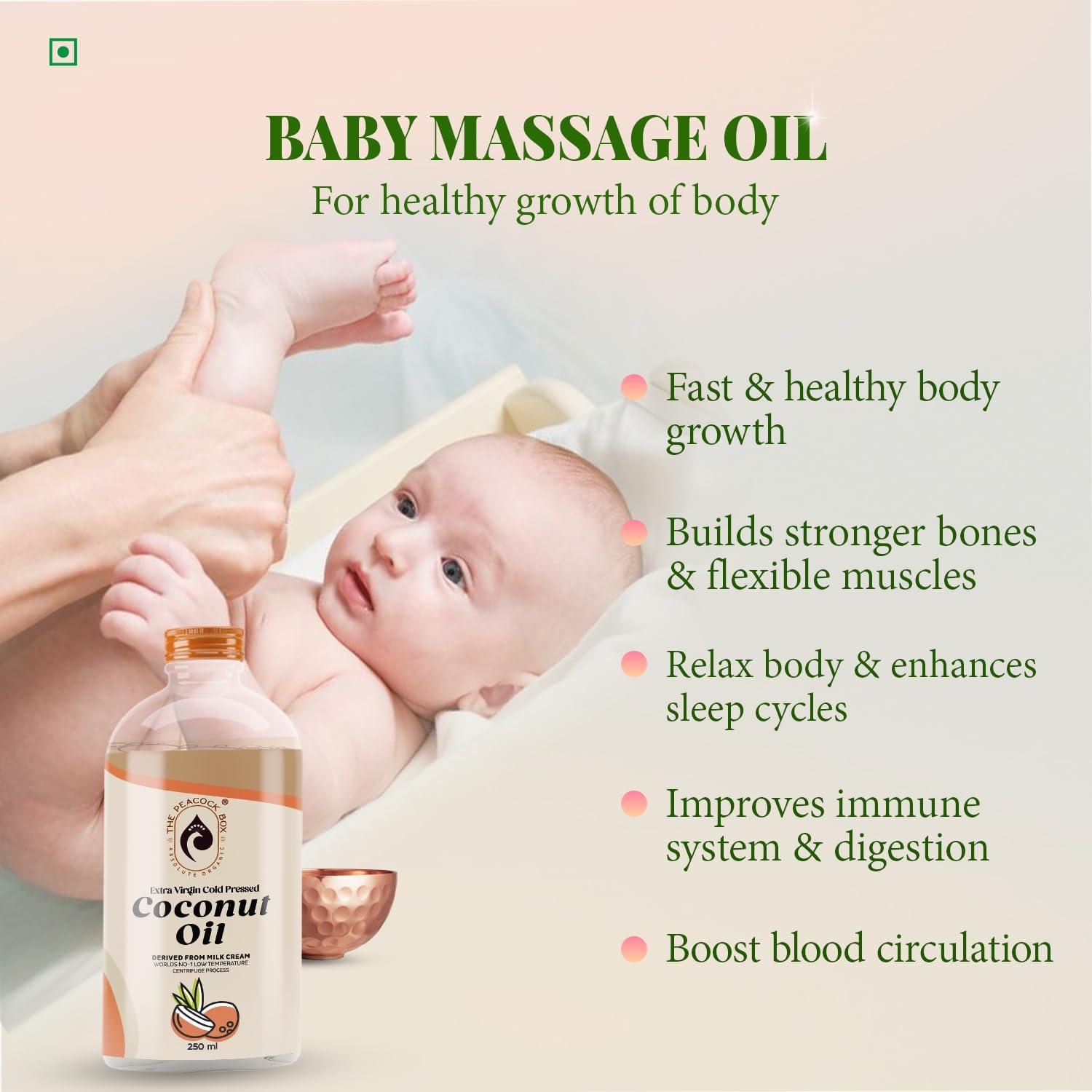 THE PEACOCK BOX ABSOLUTE ORGANIC The Peacock Box Organic Extra Virgin cold pressed Coconut Oil | Derived From Coconut Milk Cream | for Hair, Skin, and Cooking - 500 Ml