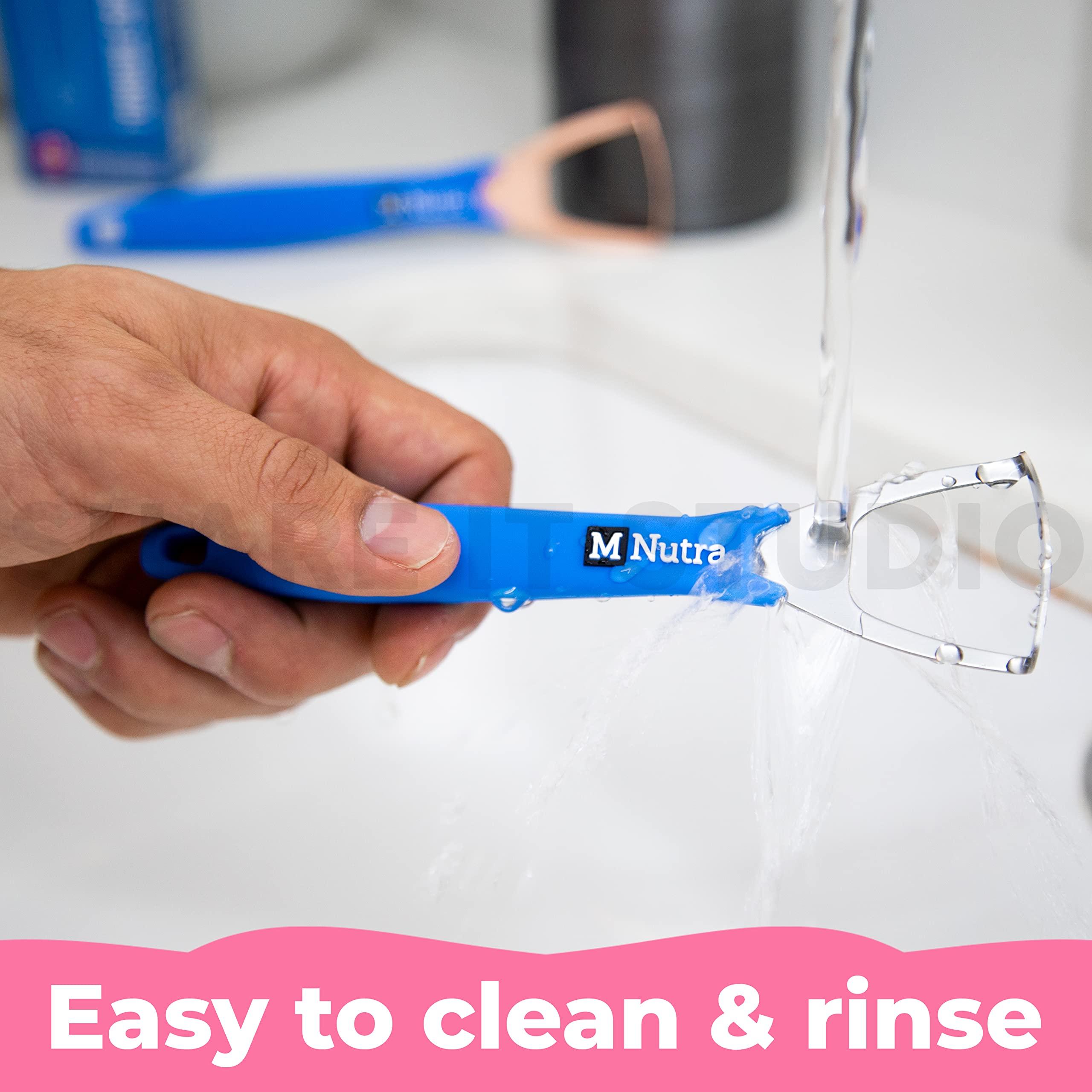 M Nutra Tongue Scraper - Dental Hygiene Tool, Stainless Steel - Copper Mouth Cleaner Non-Slip Silicone Handle - Helps Fight Bad Breath - Professional Oral Care Accessories 2-Pack (Blue Copper 1 Piece)