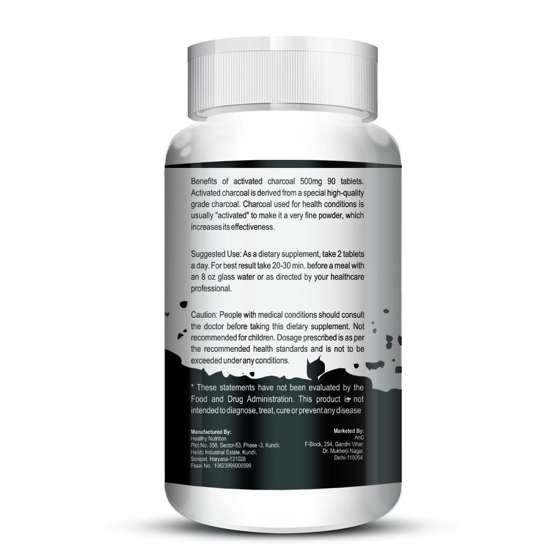 ANC ANC Activated Charcoal 500Mg For Digestive Health | Reduces Gas & Bloating & Support Skin Health 90 Tablets