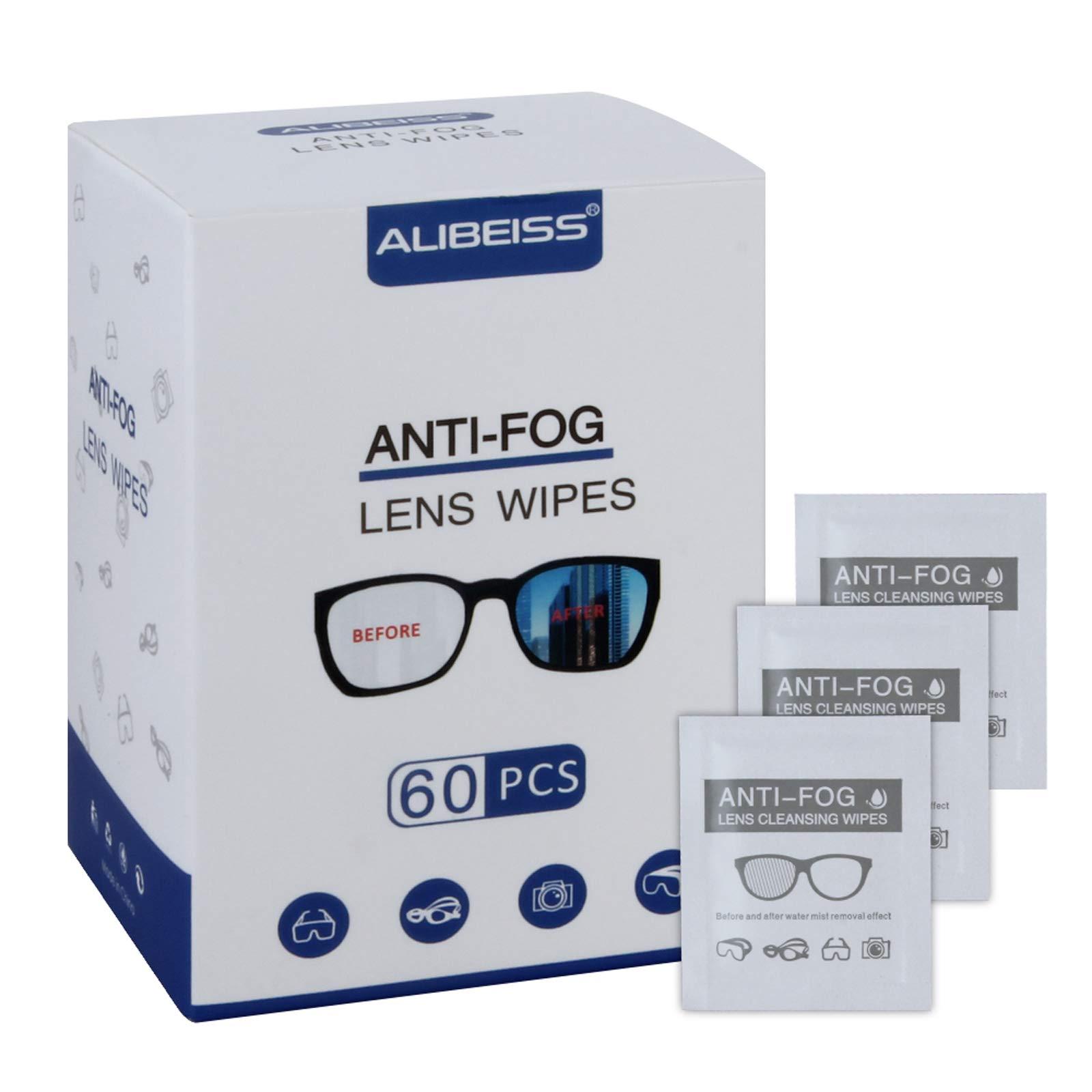 ALIBEISS Alibeiss Anti-Fog Lens Wipes Pre-Moistened Anti-Fog Wipes,6\" X 5\",for Eye Glasses (60 Pack)