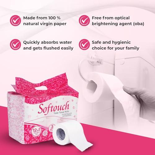 Softouch Softouch 3 Ply Premium Toilet Tissue Paper Roll 12 Rolls