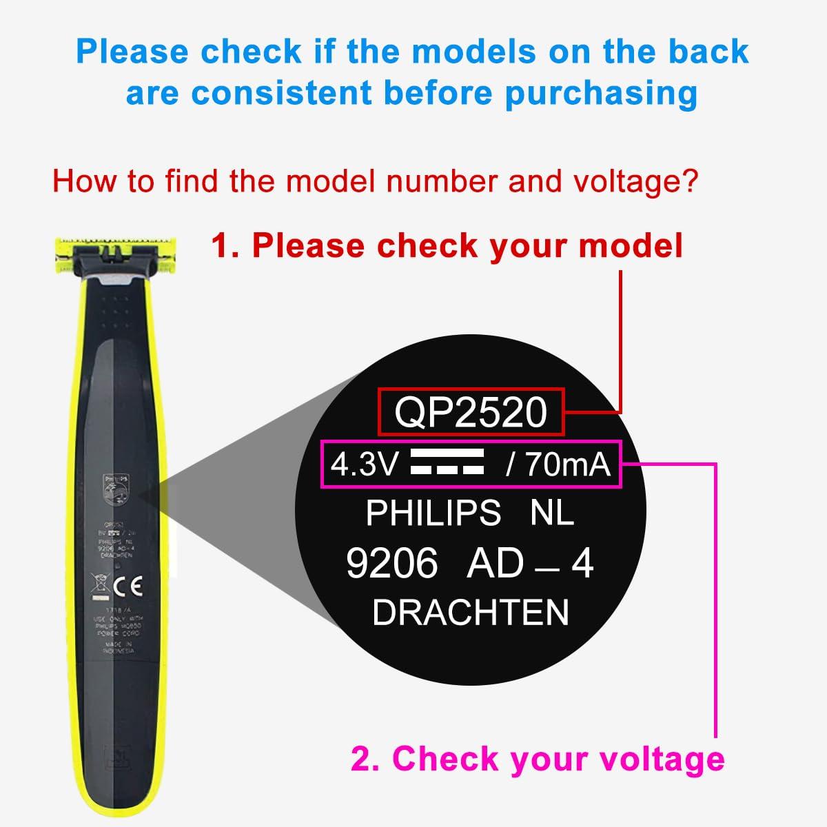 BENSN Bensn 4.3 V Shaver Charger Power Cord For Philips Norelco Oneblade Series Razors, Compatible With Qp2520 Electric Trimmer