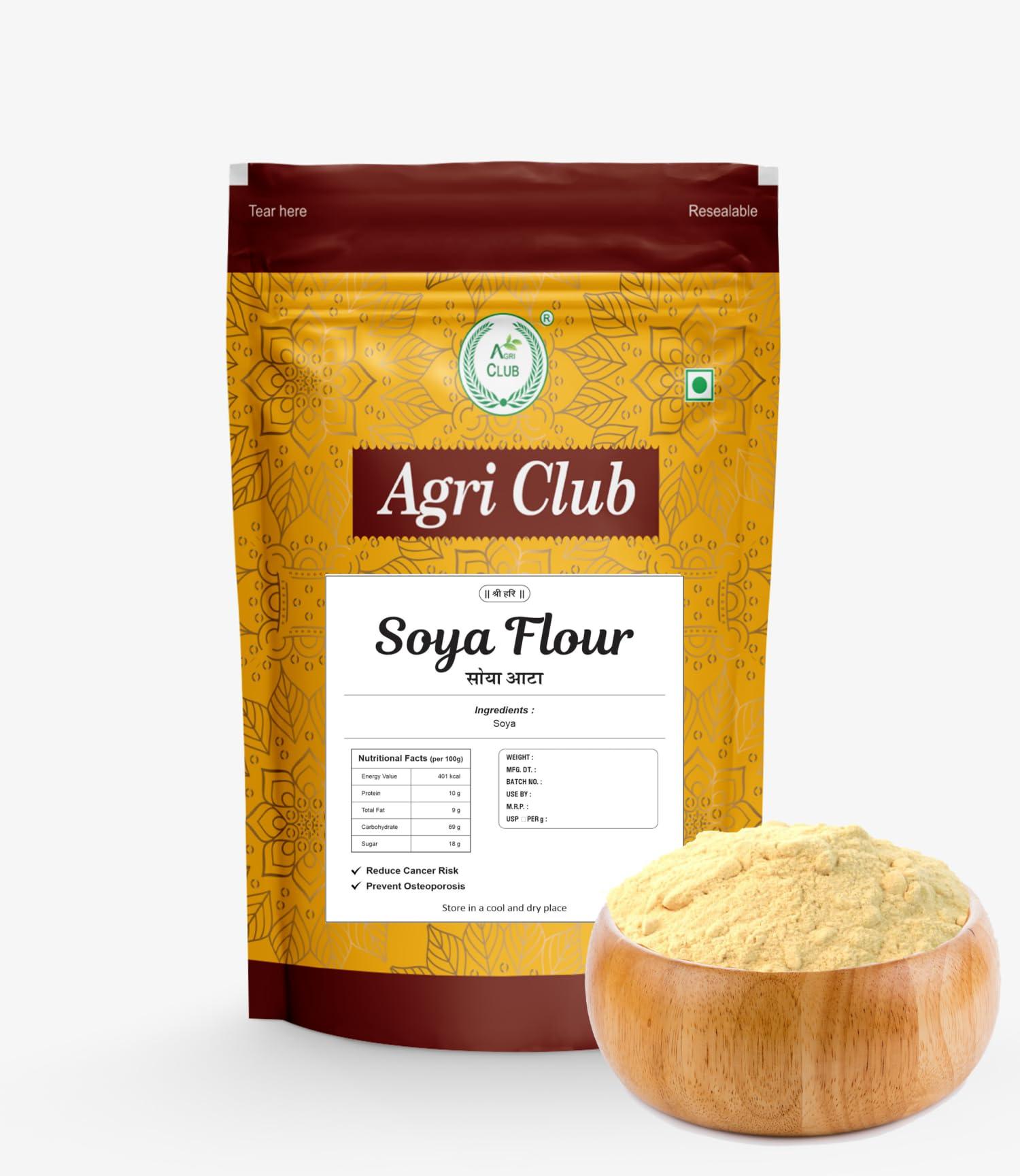 AGRI CLUB SOYA Flour 2kg | High Protein | No Preservatives | Gluten Free | Rich in Micro Nutrients | Agri Club