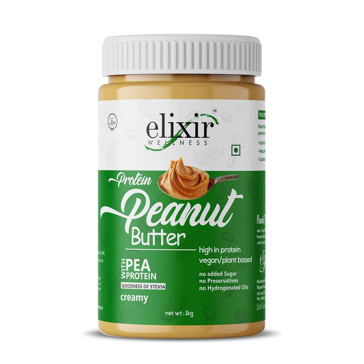 Elixir Wellness Elixir Wellness Vegan High Protein Peanut Butter | Creamy | 1KG