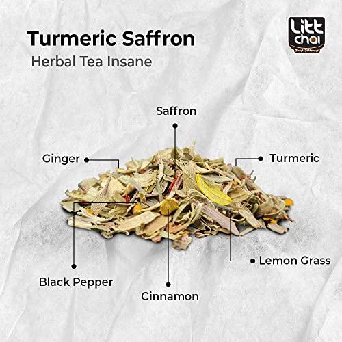 Litt Chai Litt Chai | Turmeric Saffron, Blooming Rose, Hibiscus Rush, Turmeric Fennel - (Pack of 4) | Herbal Tea for Immunity | Extra Strong Leaves | Pure and Authentic | Black Tea