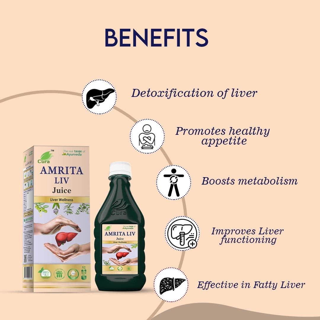 CURA AYURVEDIC AND UNANI CURA AMRITA LIV RAS II Clinically Researched Therapeutic Ingredients II Richness of Bhumi Amla, Chirata, Kalmegh, Kutki II Liver detox II 500ML
