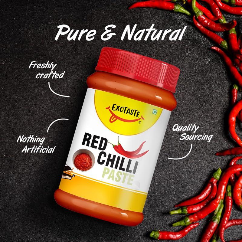 EXOTASTE Exotaste Premium Red Chilli Paste prepared from purely natural red chilli, ready to cook & to instantly add intense delicious spiciness to your food recipes (200 Gm)