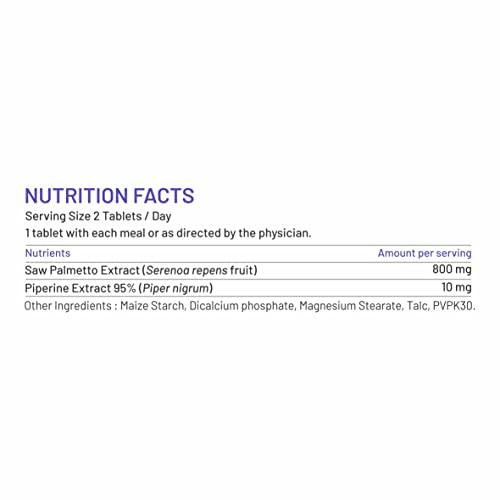 Bliss Welness Bliss Welness Saw Palmetto Extract 800 MG | Hair Growth Prostate Health Support Urinary Tract Function Prevent Hair Fall Ayurvedic DHT Blocker Health Supplement - 60 Vegetarian Tablets