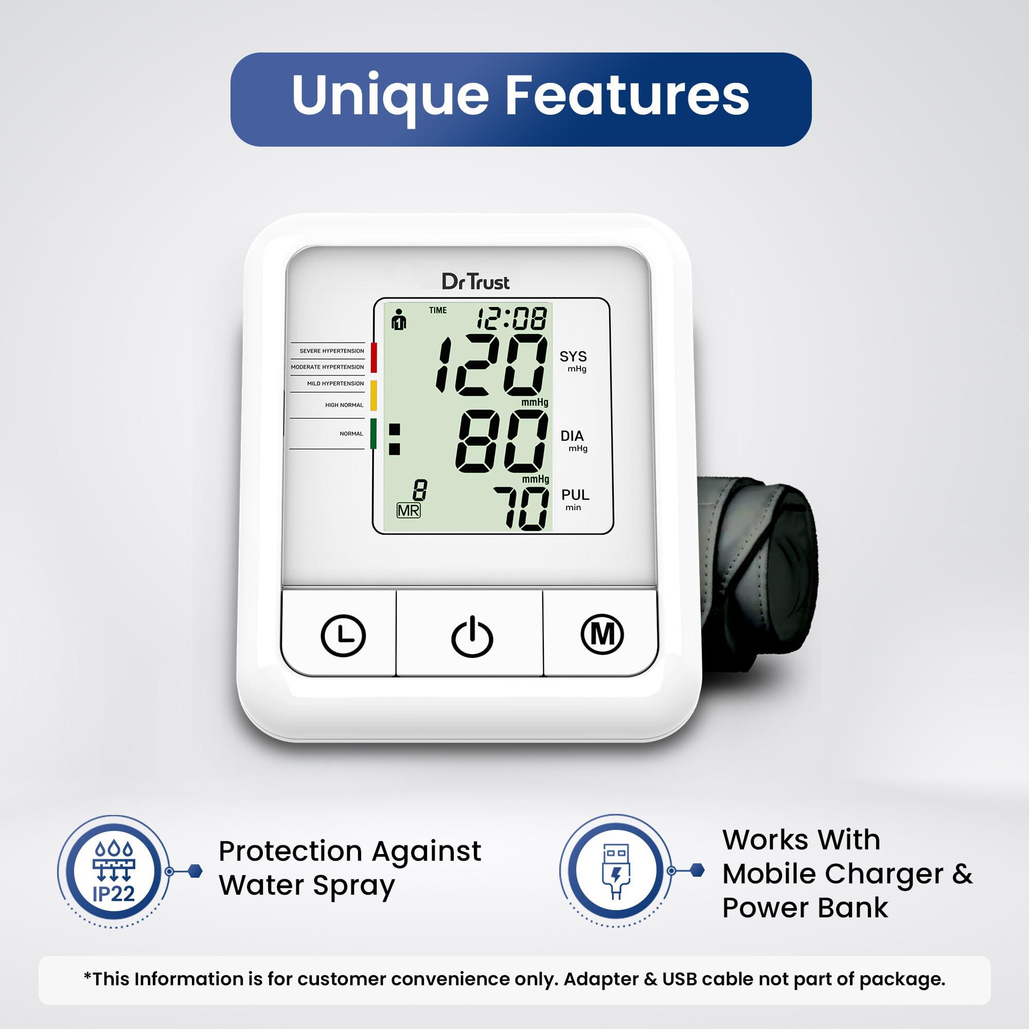 Dr Trust Dr Trust Fully Automatic BP Check Digital Blood Pressure BP Monitor Machine with MDI Technology - 110 (White)