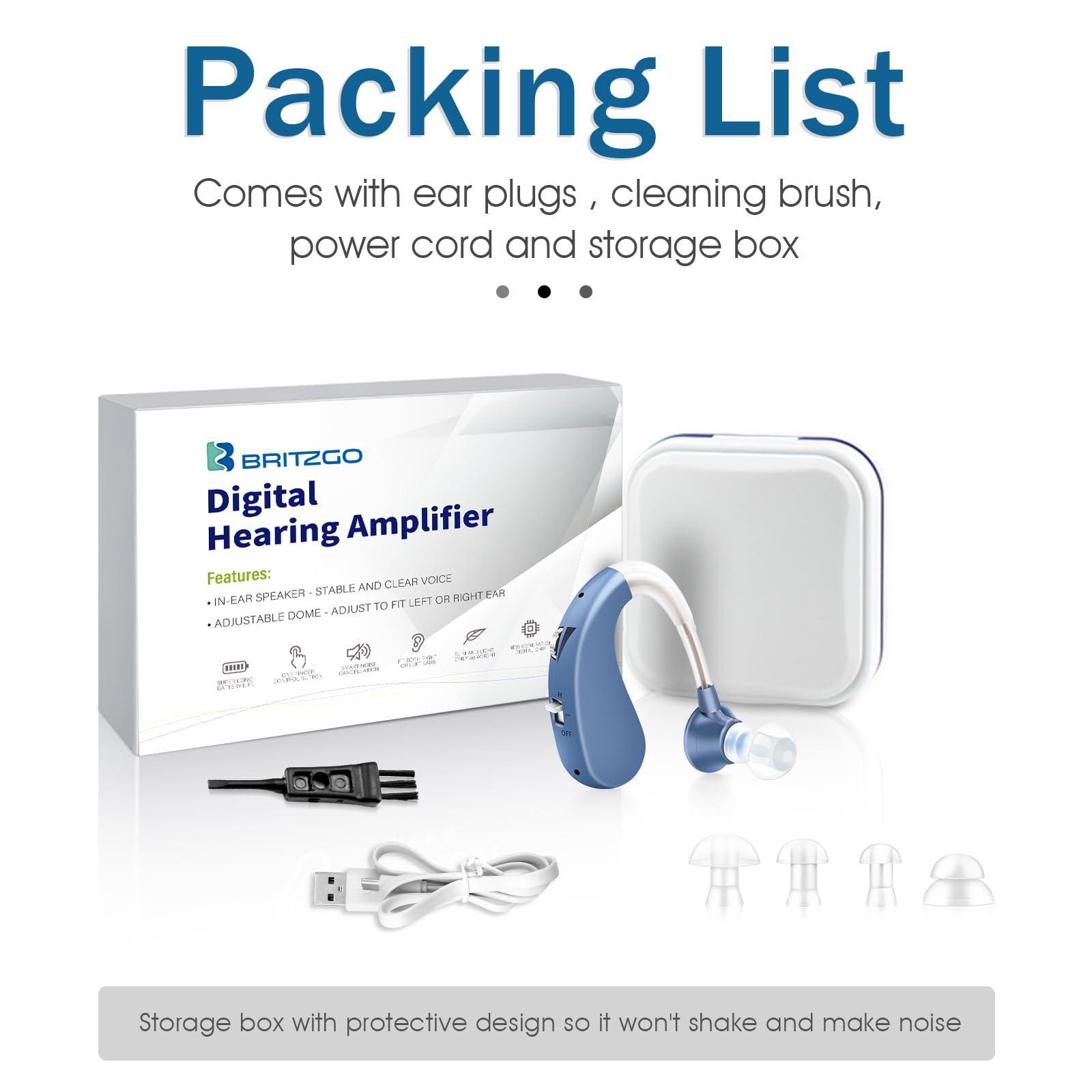 Britzgo Britzgo Hearing aids amplifier for seniors rechargeable ear hearing machine for old age (Blue)