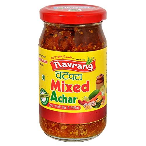 navrang Navrang Homemade Combo Shahi Mango Pickle 200gm Aam ka Achar With Less Oil and Garlic Pickle 200gm Lahsun ka Achaar Tangy, Spicy, Sour, and Salty With Ghar Sa Swad Suddh Sarso Tel Mai Nirmit