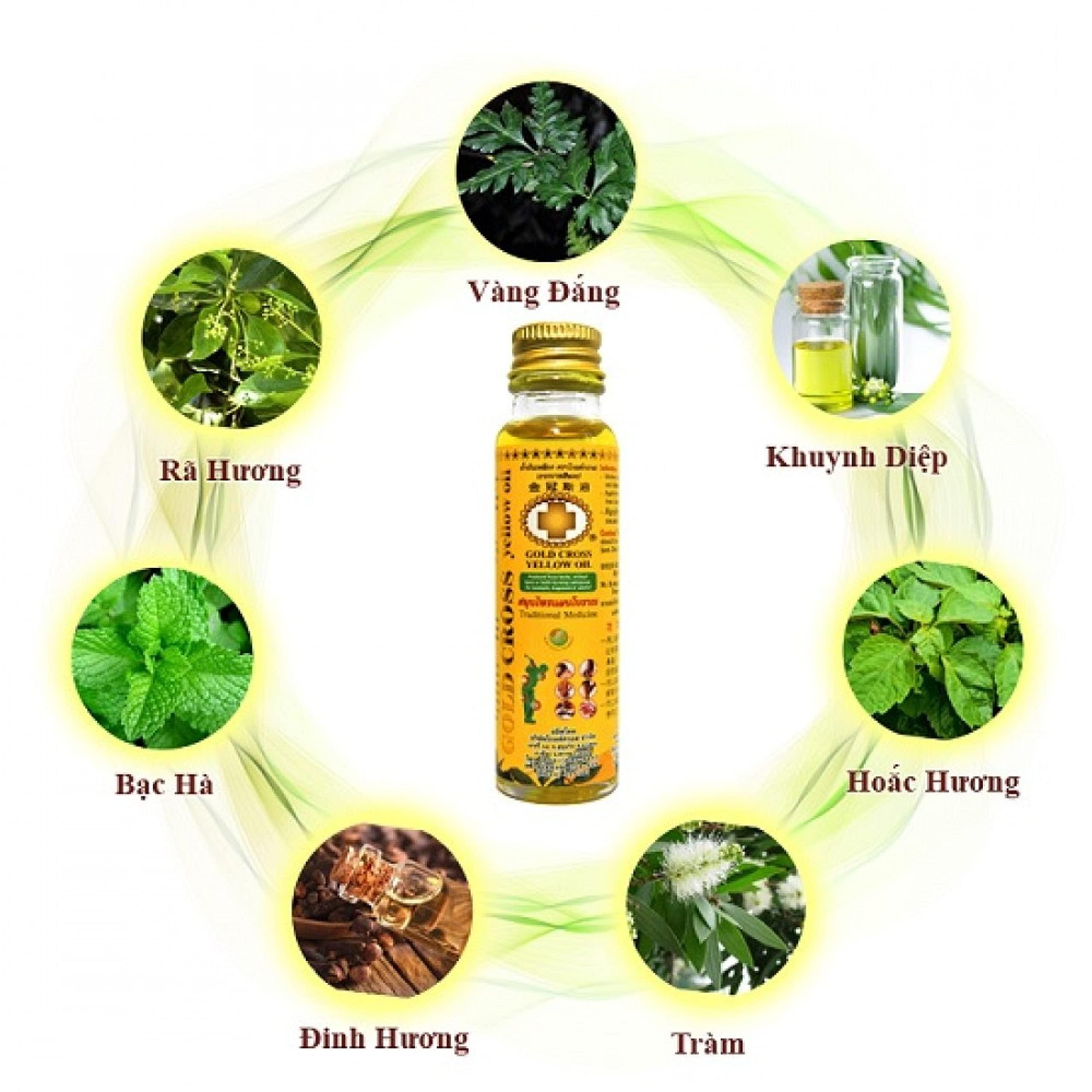 HANI PO HANI PO Gold Cross Thai Herbal Yellow Oil,24ml -+ Black peppermin inhaler Pack of 1 - thailand productPain relief balm | Oil for elder women | Men Pain relief balm for adult | Pain relief oil for women | Mens | Pain relief balm for girls | boys - Imp