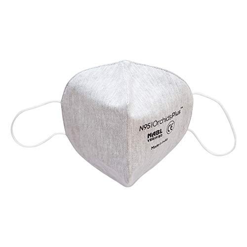 OrchidsPlus OrchidsPlus N-95 Face Mask | 3 Layer (2 Layer 100% Cotton, 1 Layer Melt Blown Filter) | Reusable | High Filtration Efficiency (Pack of 10, Grey)