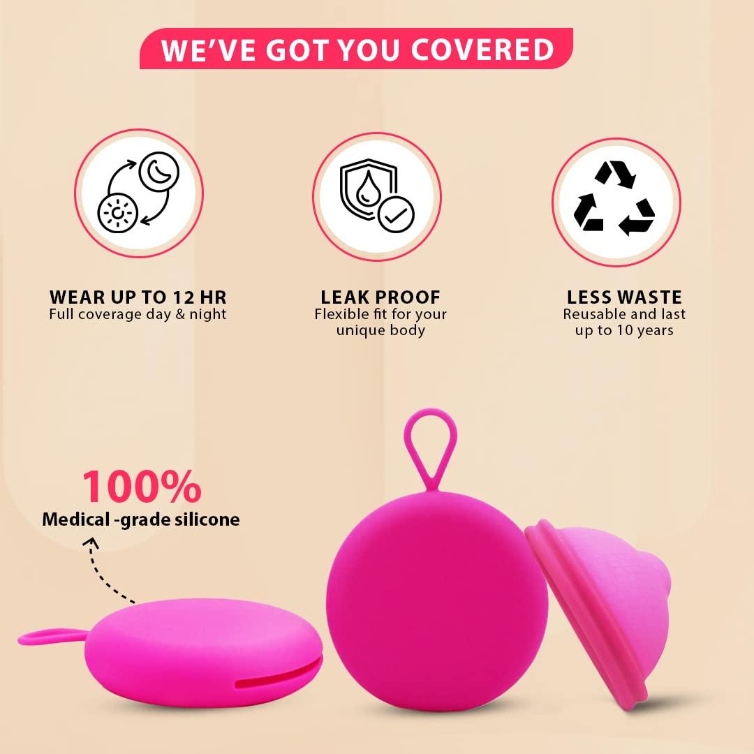 MYKI MYKI Disc & Clutch Perfect Soft Disc Reusable Menstrual Cup For Women|Ultra Soft, Oduor And Rash Free|100% Medical Grade Silicone|No Leakage|Protection For Up To 8 Hours |Pink-Large,1 Count