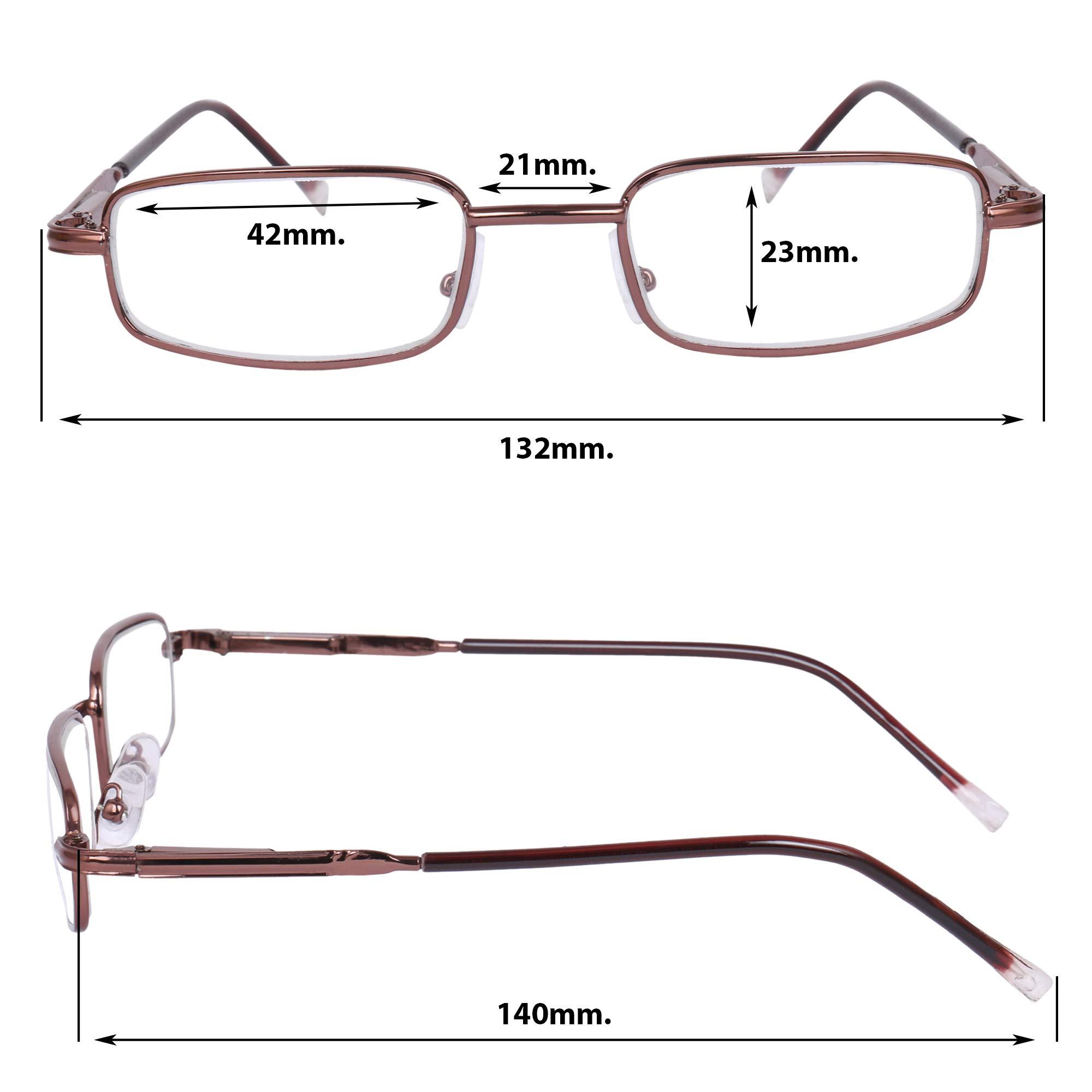 Poket Pocket Slim Formal Rectangular Light Weight Reading Glasses With Soft Leather Pouch, Lense Cleaner Spray And Selvet Cloth. ( +0.50,Copper )