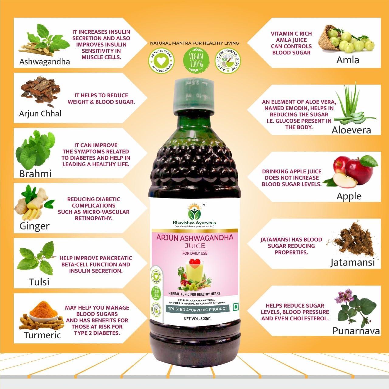 Bhavishya Ayurveda Bhavishya Ayurveda Arjun Ashwagandha Juice | Immunity Booster | Get Slim | ISO Certified Natural Products | No added Colour - 500 ml