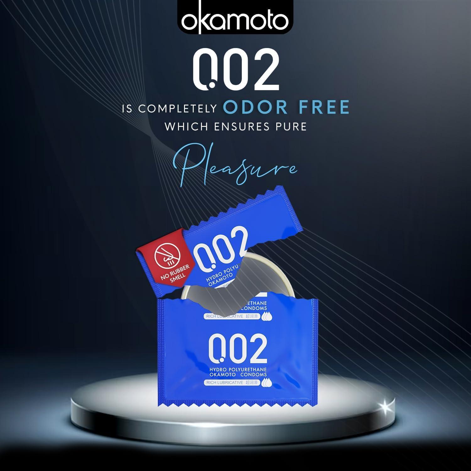 OKAMOTO Okamoto 0.02 - Japan\'s Best | Thinnest Condom In India | 1st Time in India - Non Latex PU Condom | Super Thin | Super Strong | Imported from Japan | 0.02 mm Ultra Thin (Pack of 2, 12s)