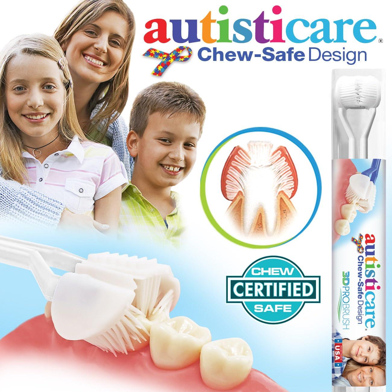autisticare autisticare for Special Needs | The Only Child-Safe 3-SIDED Toothbrush | Made in USA | Fast, Easy & Clinically Proven | Autism ASD Autistic Asperger Therapy Parent Child Caregiver Tactile Sensory Calm