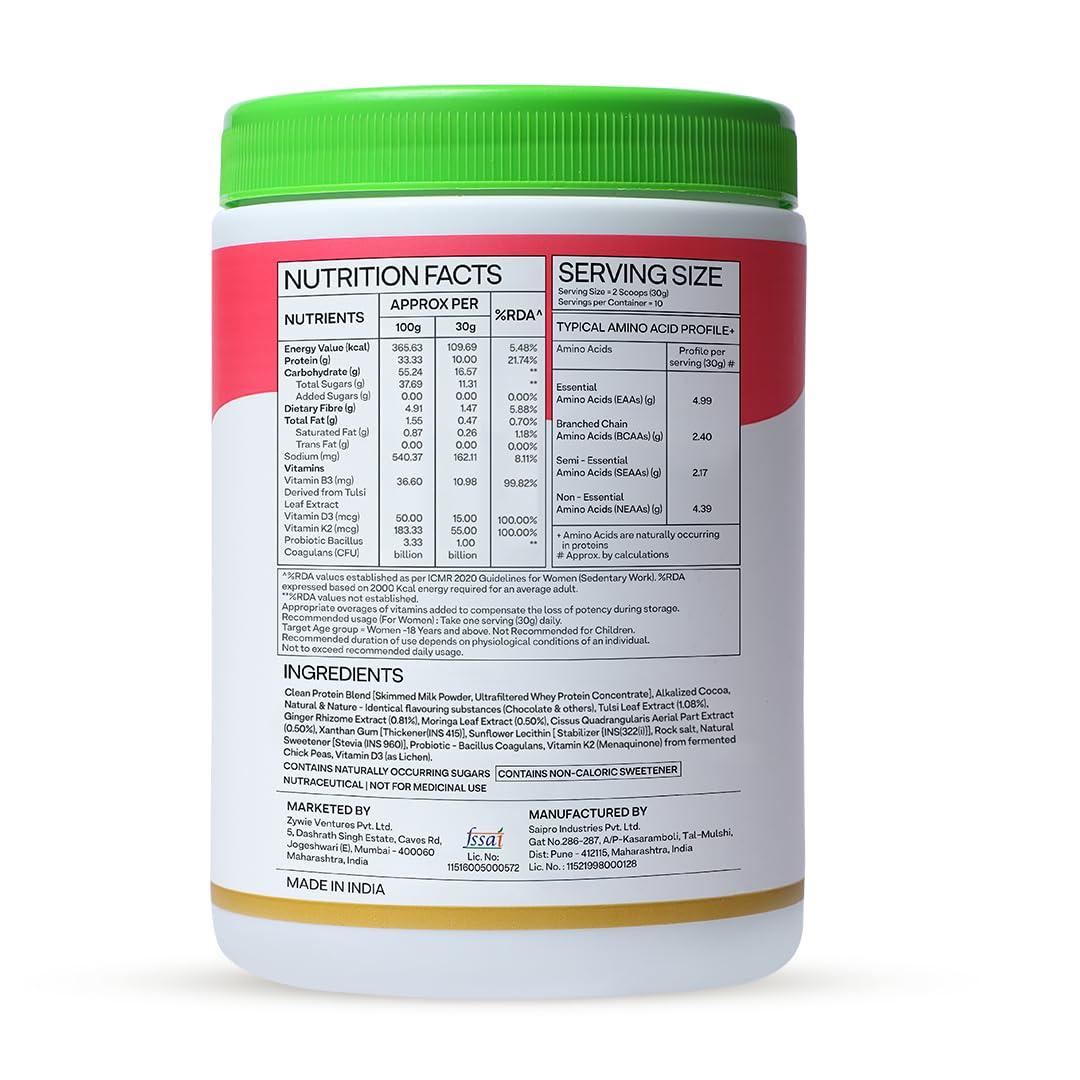 OZiva OZiva Daily Protein Activ for Women | Best Protein Powder for Women with 120g Protein, Probiotics, Shatavari for Increased Energy Levels, Bone Health and Hormonal Balance 300g (Chocolate, Pack 1)