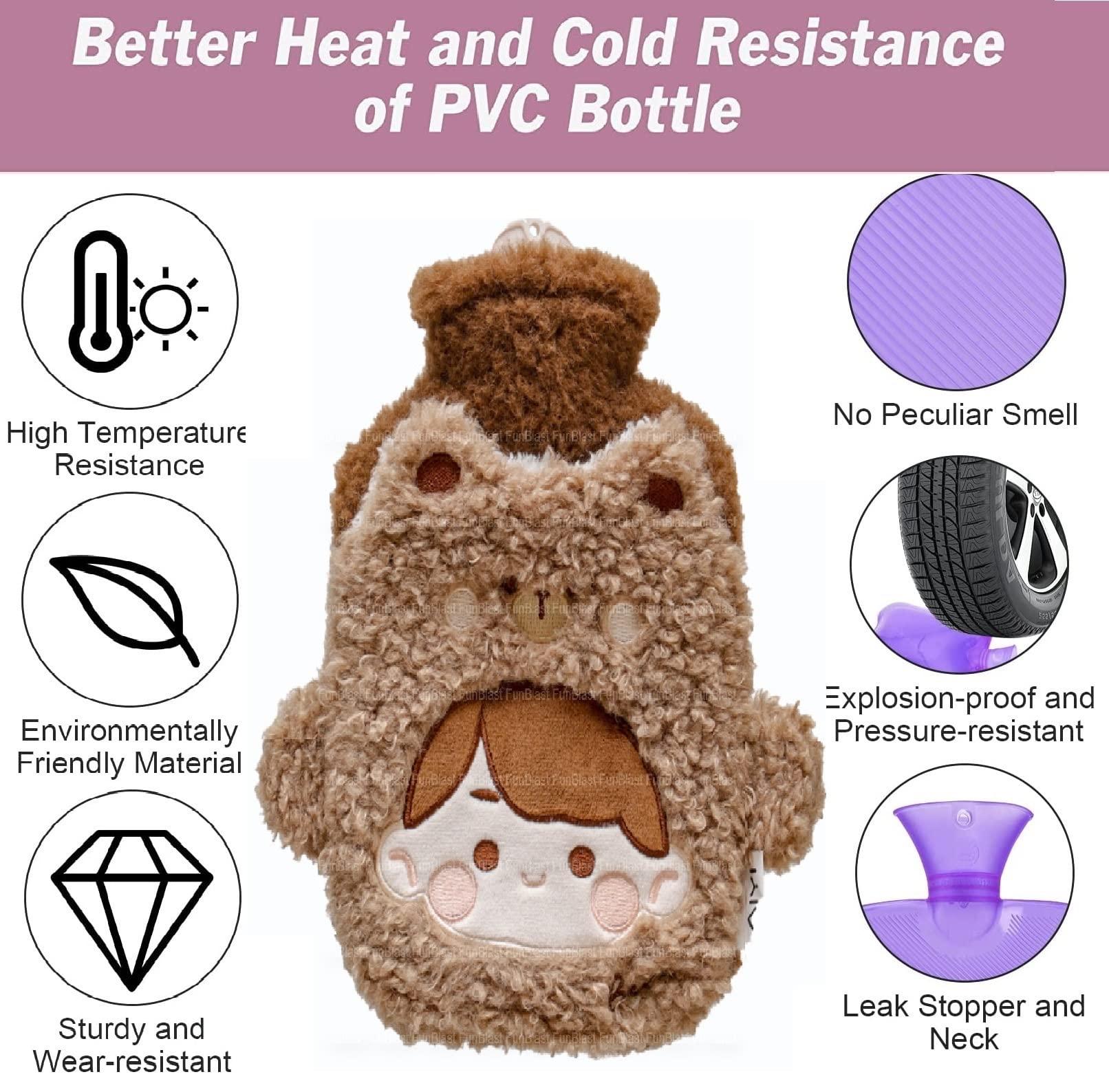 FunBlast FunBlast Hot Water Bag 1 Pcs Heating Bag with Soft Cartoon Cover for Pain Relief, Heating Pad Hot Water Bottle & Rubber Bottle for Hot Water Bag for Pain Relief 1000 ML (Random Color)