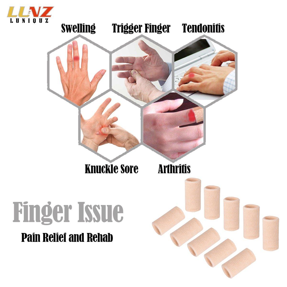 Luniquz Luniquz Finger Sleeves, Thumb Splint Brace for Finger Support, Relieve Pain for Arthritis,Triggger Finger, Compression Aid for Sports, Beige
